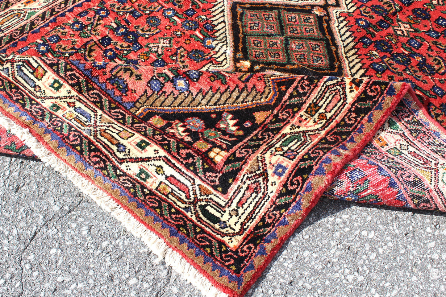 Red 4x6 Vintage Rug | Tribal Oriental Persian Rug | Kazak Bohemian Rug | Handmade Rug