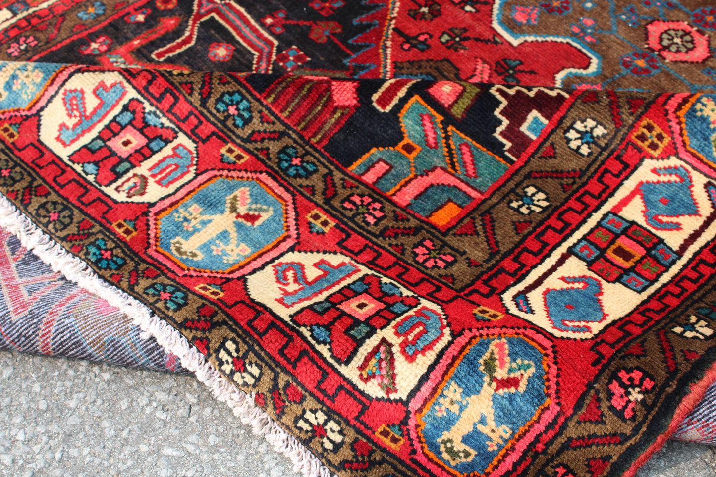 Red 5x9 Vintage Rug | Tribal Oriental Persian Rug | Kazak Bohemian Rug | Handmade Rug