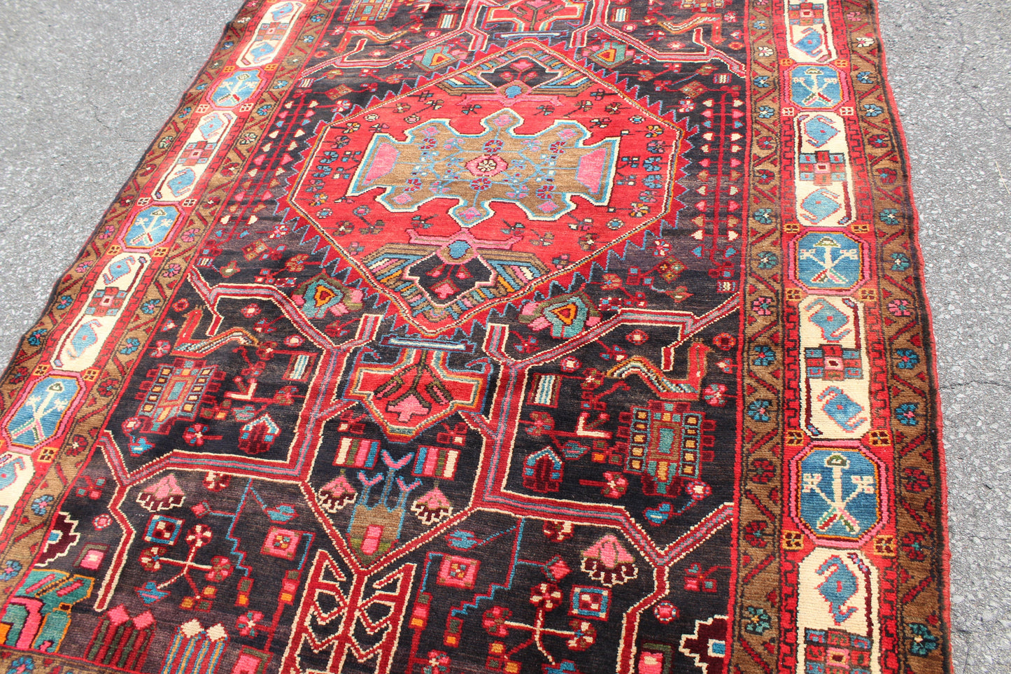Red 5x9 Vintage Rug | Tribal Oriental Persian Rug | Kazak Bohemian Rug | Handmade Rug