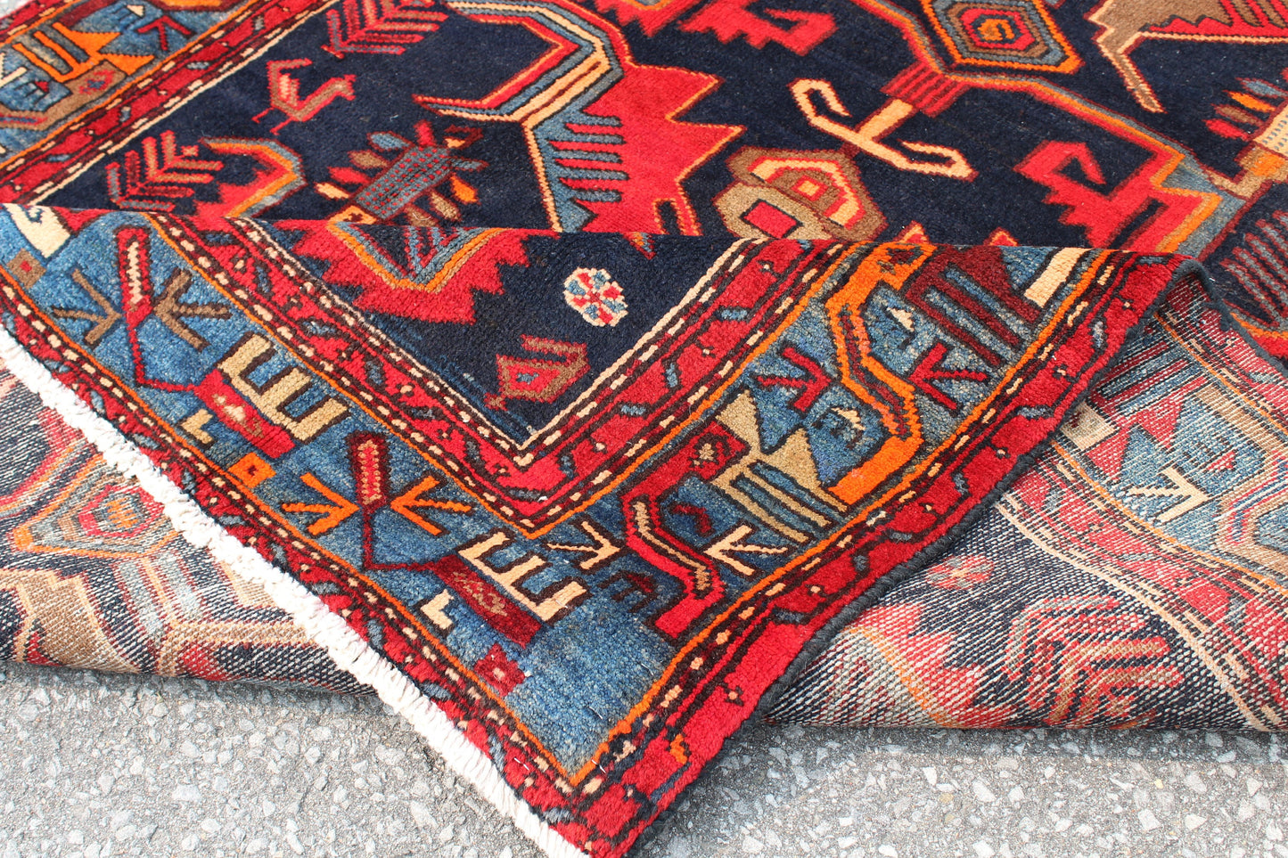 Red 4x7 Vintage Rug | Tribal Oriental Persian Rug | Kazak Bohemian Rug | Handmade Rug