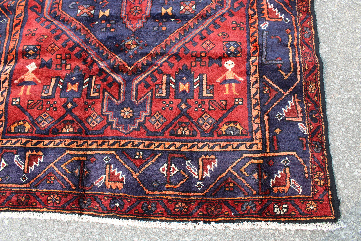 Red Blue 5x7 Vintage Rug | Tribal Oriental Persian Rug | Kazak Bohemian Rug | Handmade Rug