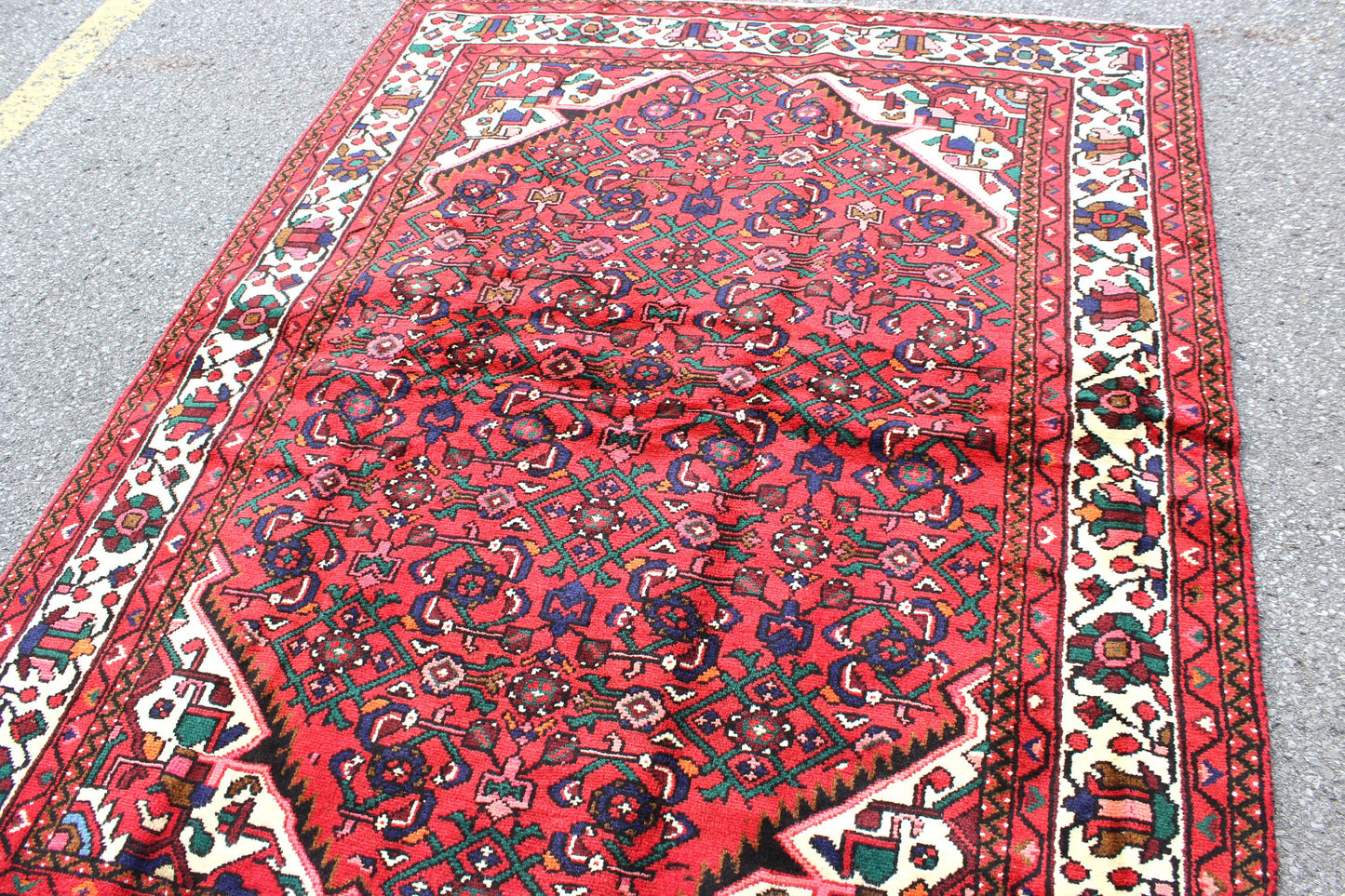 Red 5x7 Vintage Rug | Tribal Oriental Persian Rug | Kazak Bohemian Rug | Handmade Rug