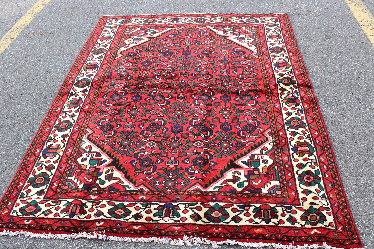 Red 5x7 Vintage Rug | Tribal Oriental Persian Rug | Kazak Bohemian Rug | Handmade Rug
