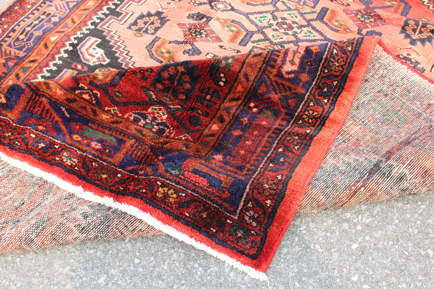 Red Blue 5x8 Vintage Rug | Tribal Oriental Persian Rug | Kazak Bohemian Rug | Handmade Rug