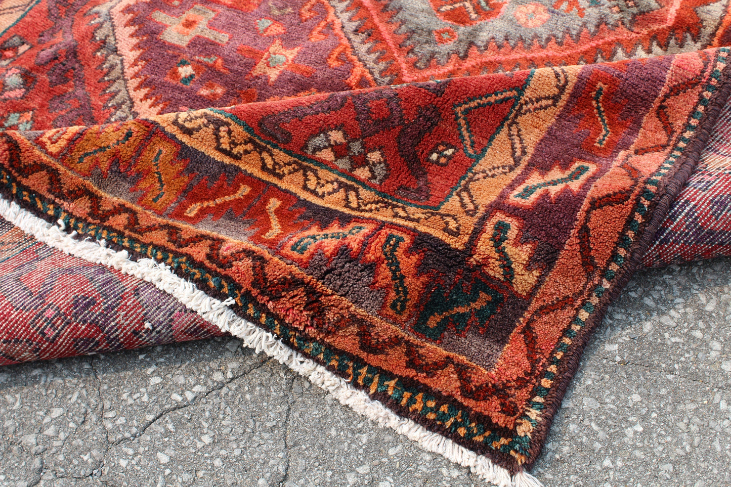 Red Orange 5x7 Vintage Rug | Tribal Oriental Persian Rug | Kazak Bohemian Rug | Handmade Rug
