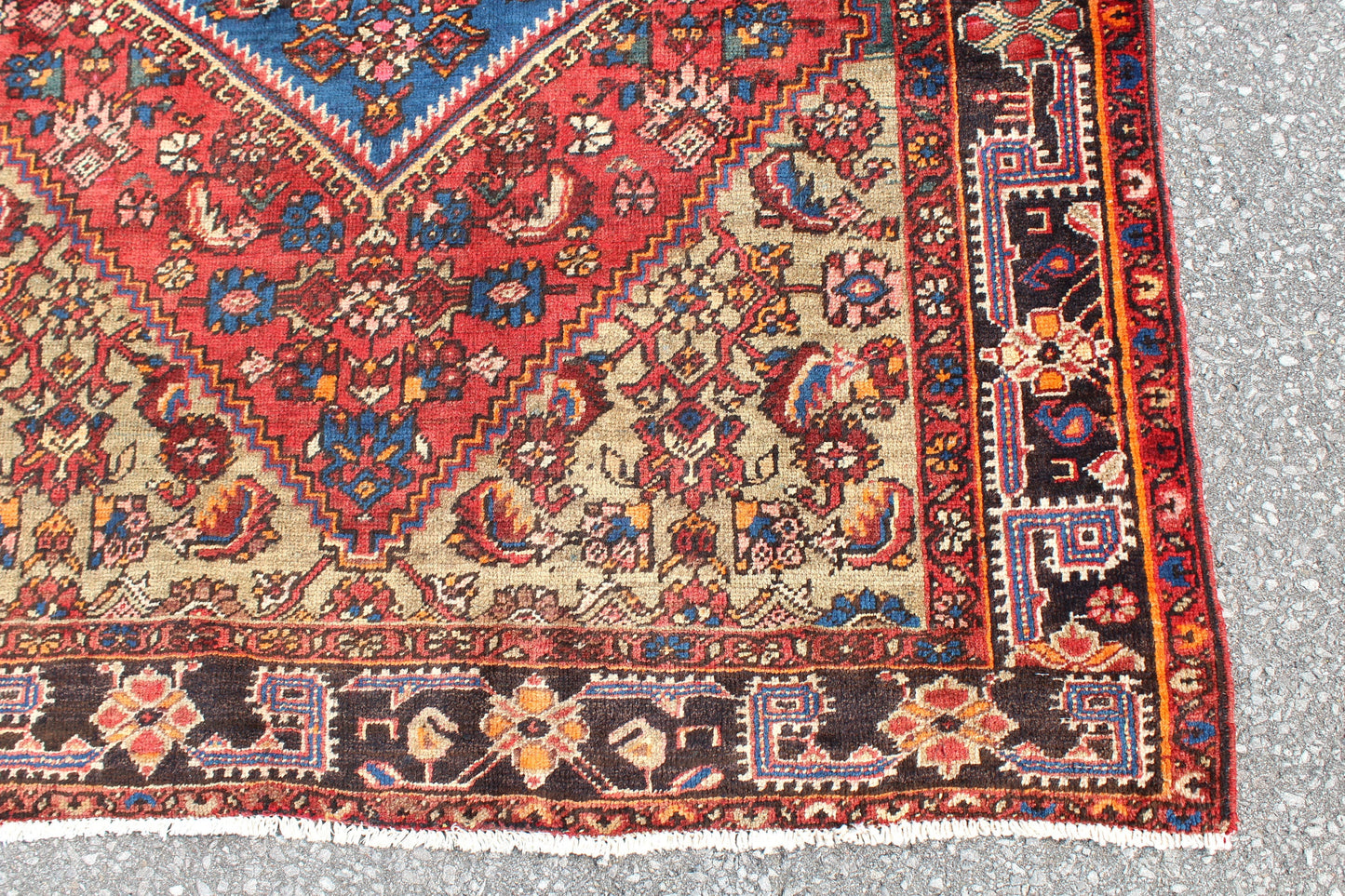 Red Blue 4x6 Vintage Rug | Tribal Oriental Persian Rug | Kazak Bohemian Rug | Handmade Rug