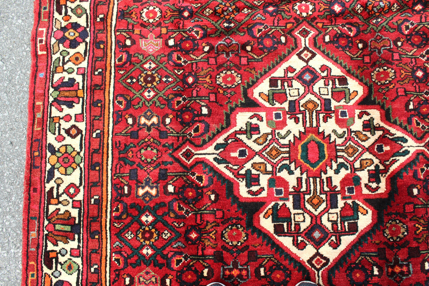 Red White 5x7 Vintage Tribal Handmade Rug