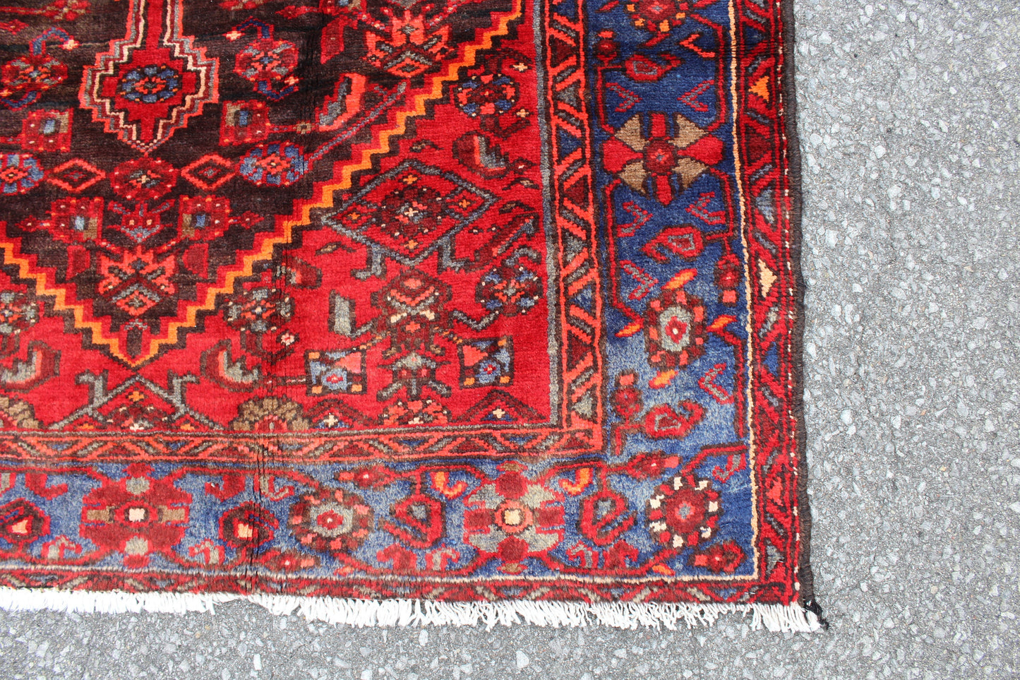 Red Blue 5x7 Vintage Rug | Tribal Oriental Persian Rug | Kazak Bohemian Rug | Handmade Rug | One of a Kind Rug