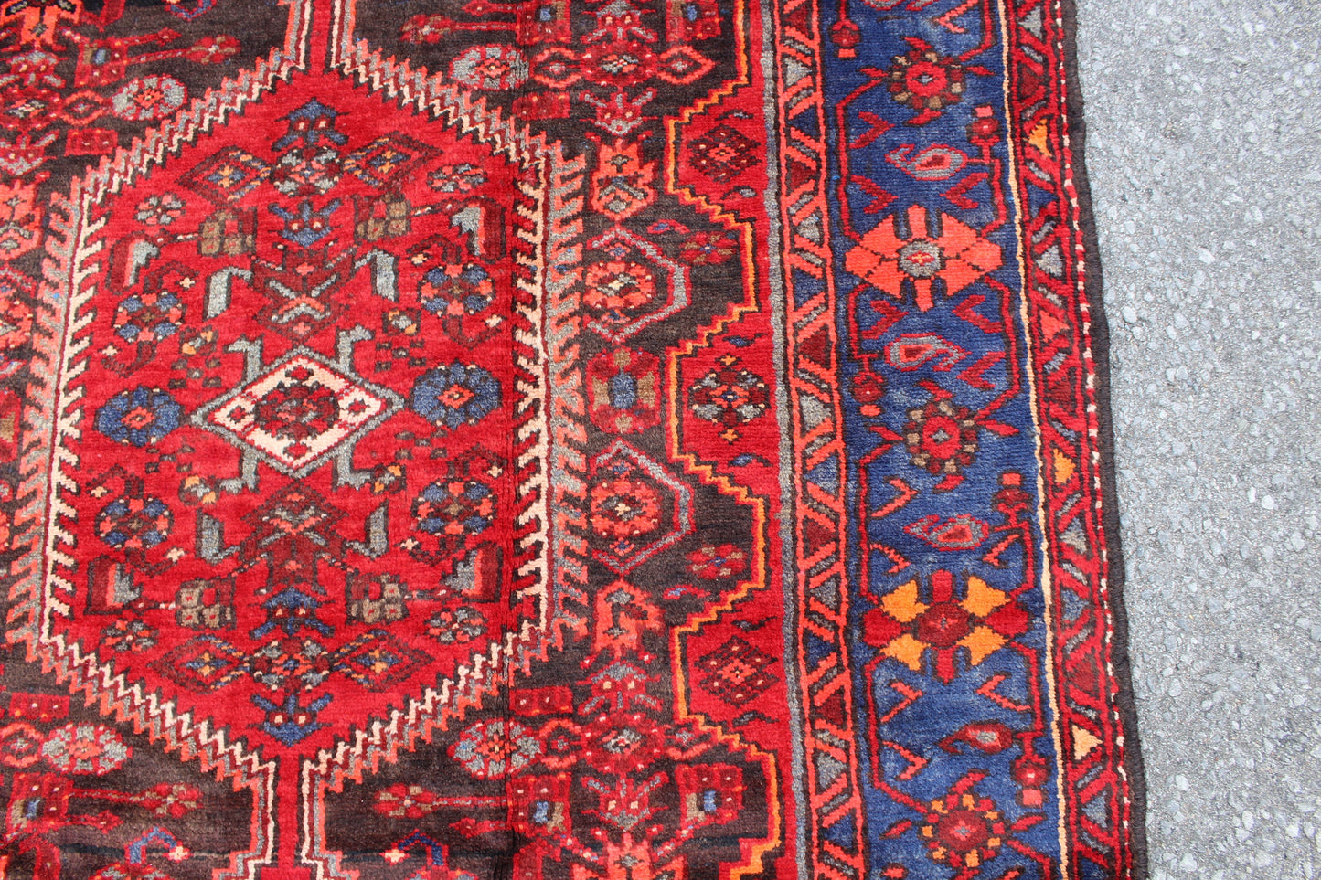 Red Blue 5x7 Vintage Rug | Tribal Oriental Persian Rug | Kazak Bohemian Rug | Handmade Rug | One of a Kind Rug