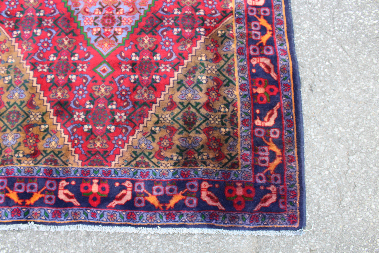 Red Blue 4x7 Vintage Rug | Tribal Oriental Persian Rug | Kazak Bohemian Rug | Handmade Rug