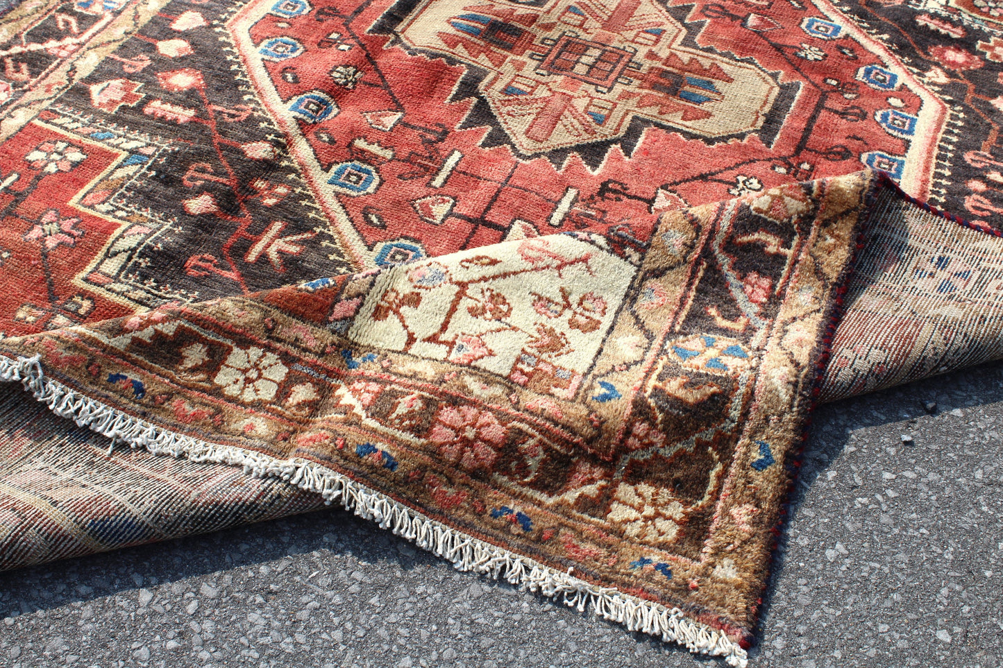Pink Blue 4x7 Vintage Rug | Tribal Oriental Persian Rug | Kazak Bohemian Rug | Handmade Rug