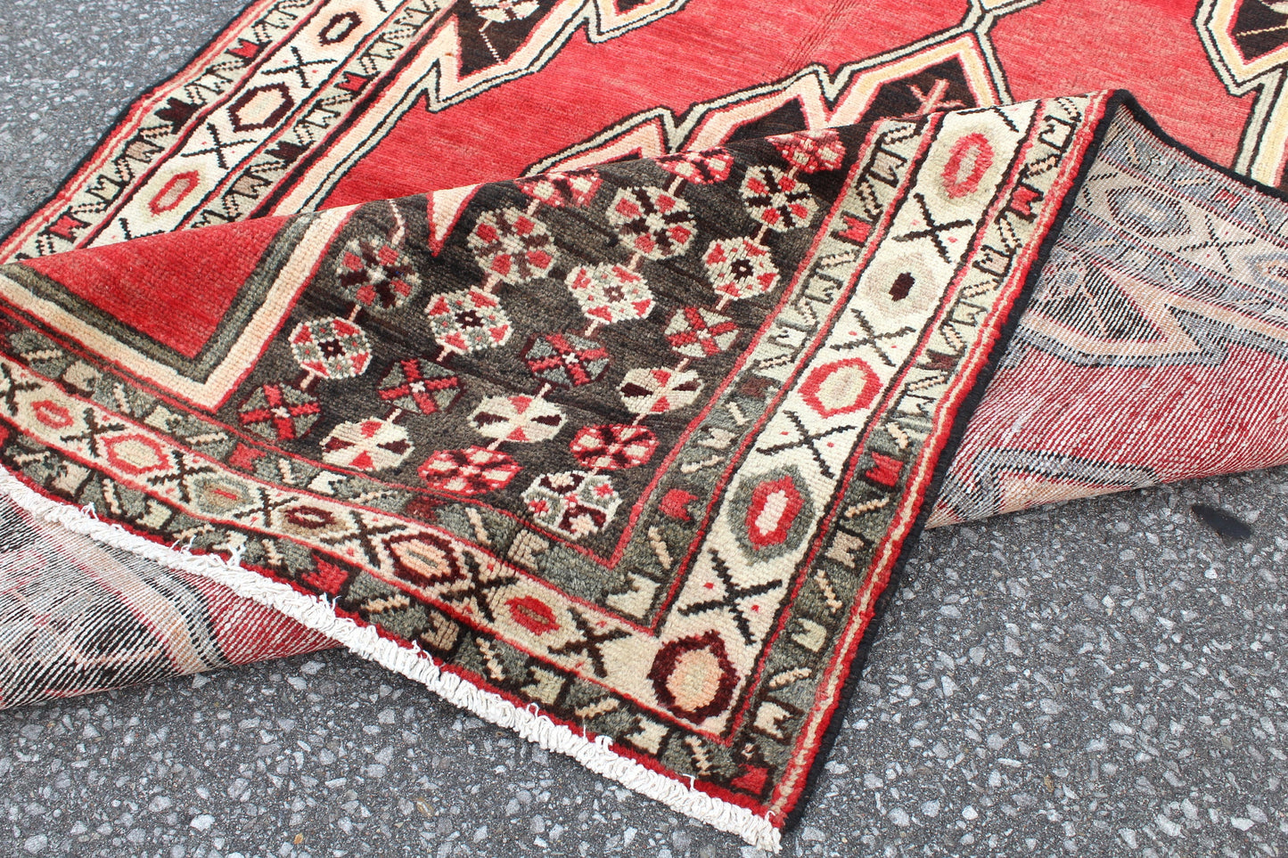 Pink Black 4x6 Vintage Rug | Tribal Oriental Persian Rug | Kazak Bohemian Rug | Handmade Rug