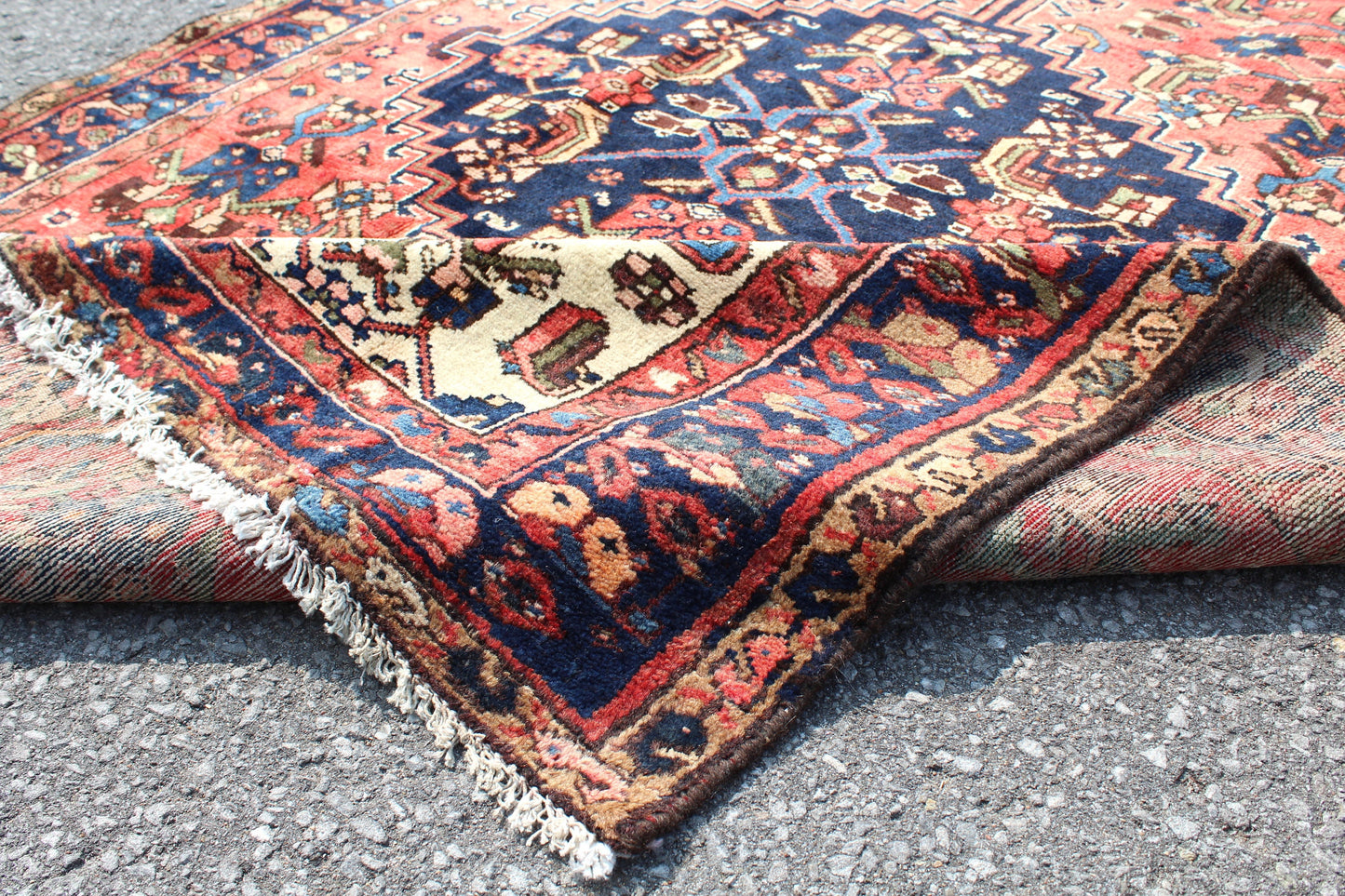 Coral Hexagon Medallion on Ivory background Hand Knotted Area Rug