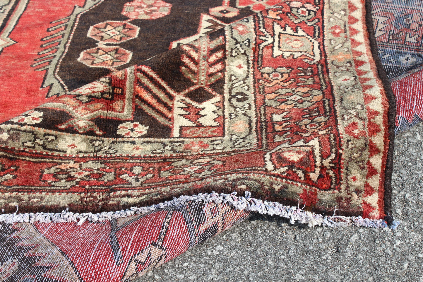 Red Blue 5x7 Vintage Rug | Tribal Oriental Persian Rug | Kazak Bohemian Rug | Handmade Rug