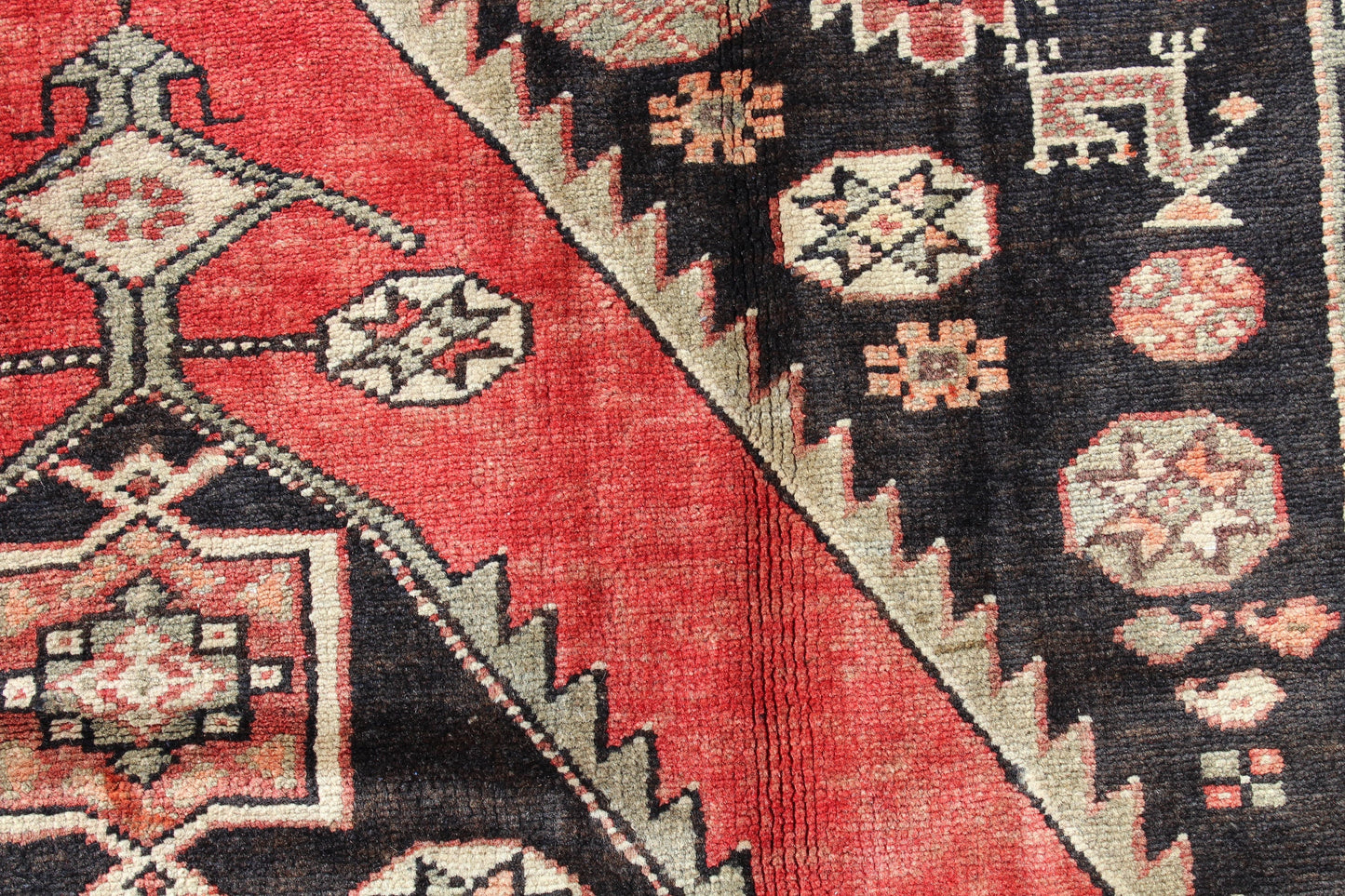 Red Blue 5x7 Vintage Rug | Tribal Oriental Persian Rug | Kazak Bohemian Rug | Handmade Rug