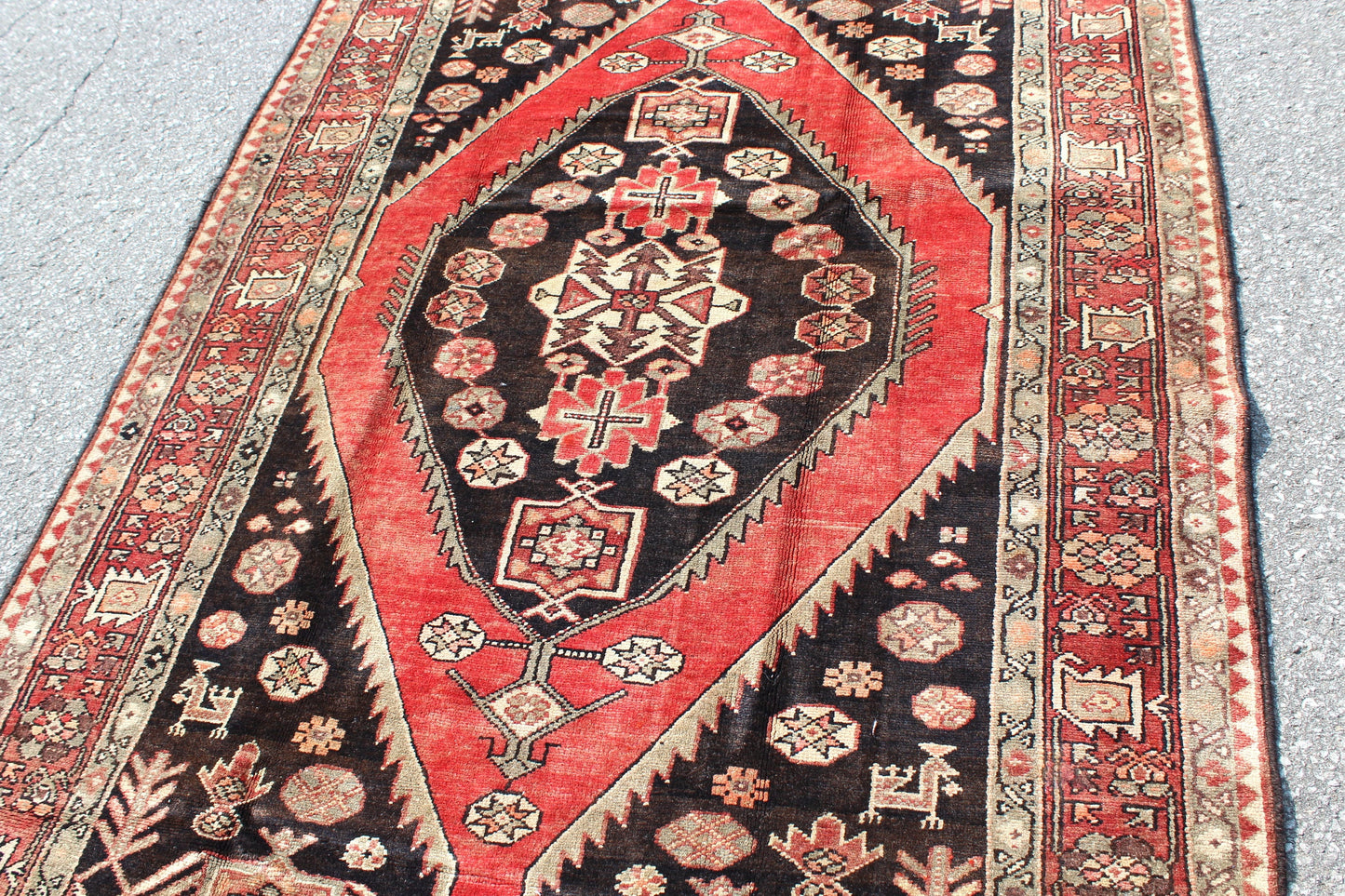 Red Blue 5x7 Vintage Rug | Tribal Oriental Persian Rug | Kazak Bohemian Rug | Handmade Rug