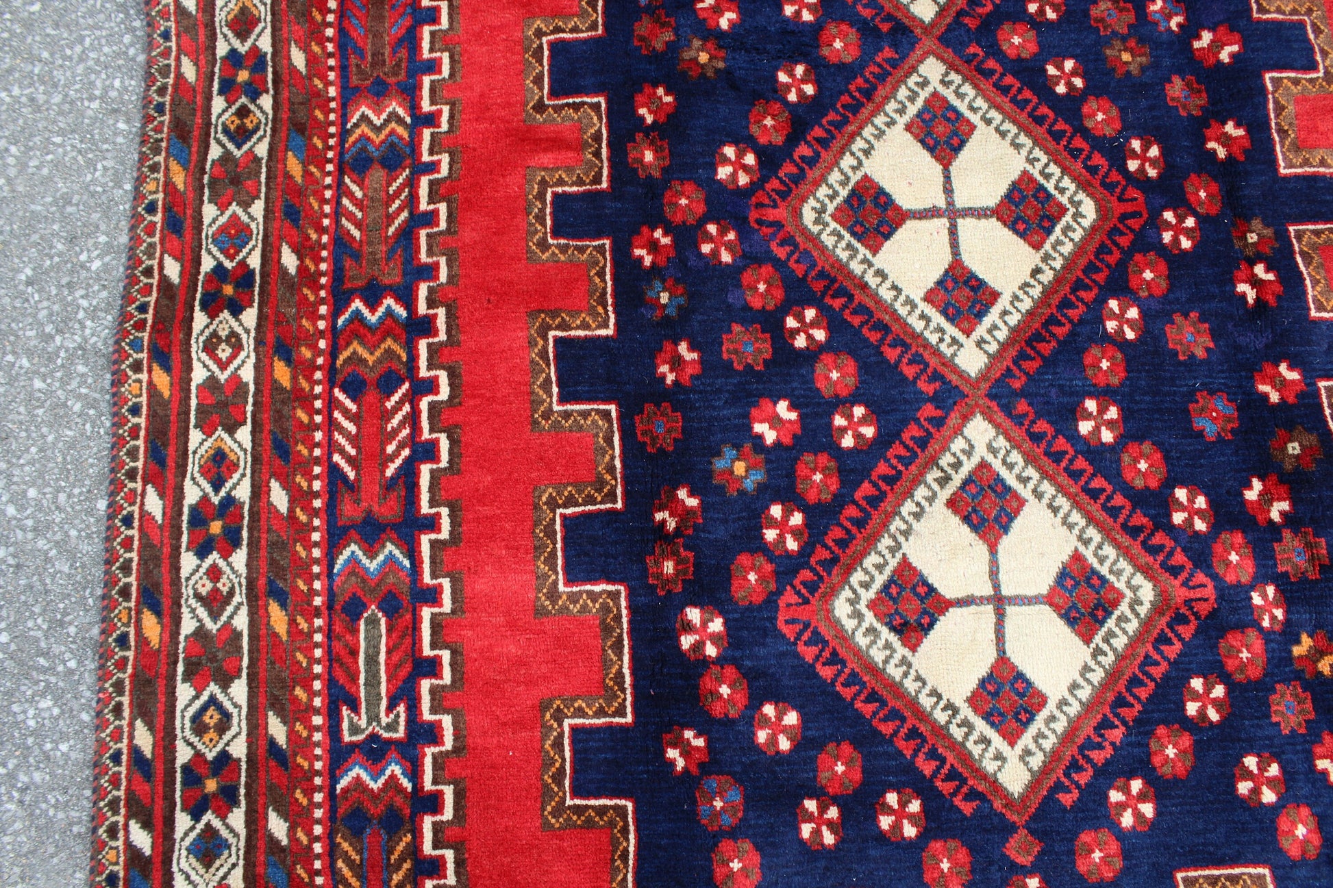 Red Blue 6x8 Vintage Rug | Tribal Oriental Persian Rug | Kazak Bohemian Rug | Handmade Rug