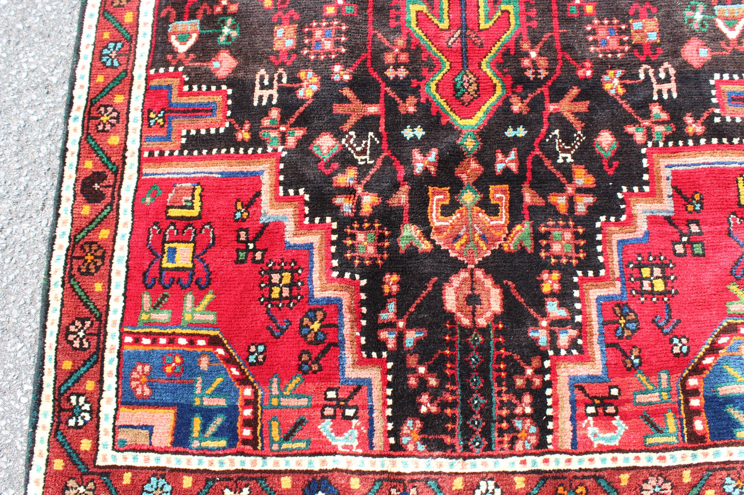 Red Blue 4x7 Vintage Rug | Tribal Oriental Persian Rug | Kazak Bohemian Rug | Handmade Rug