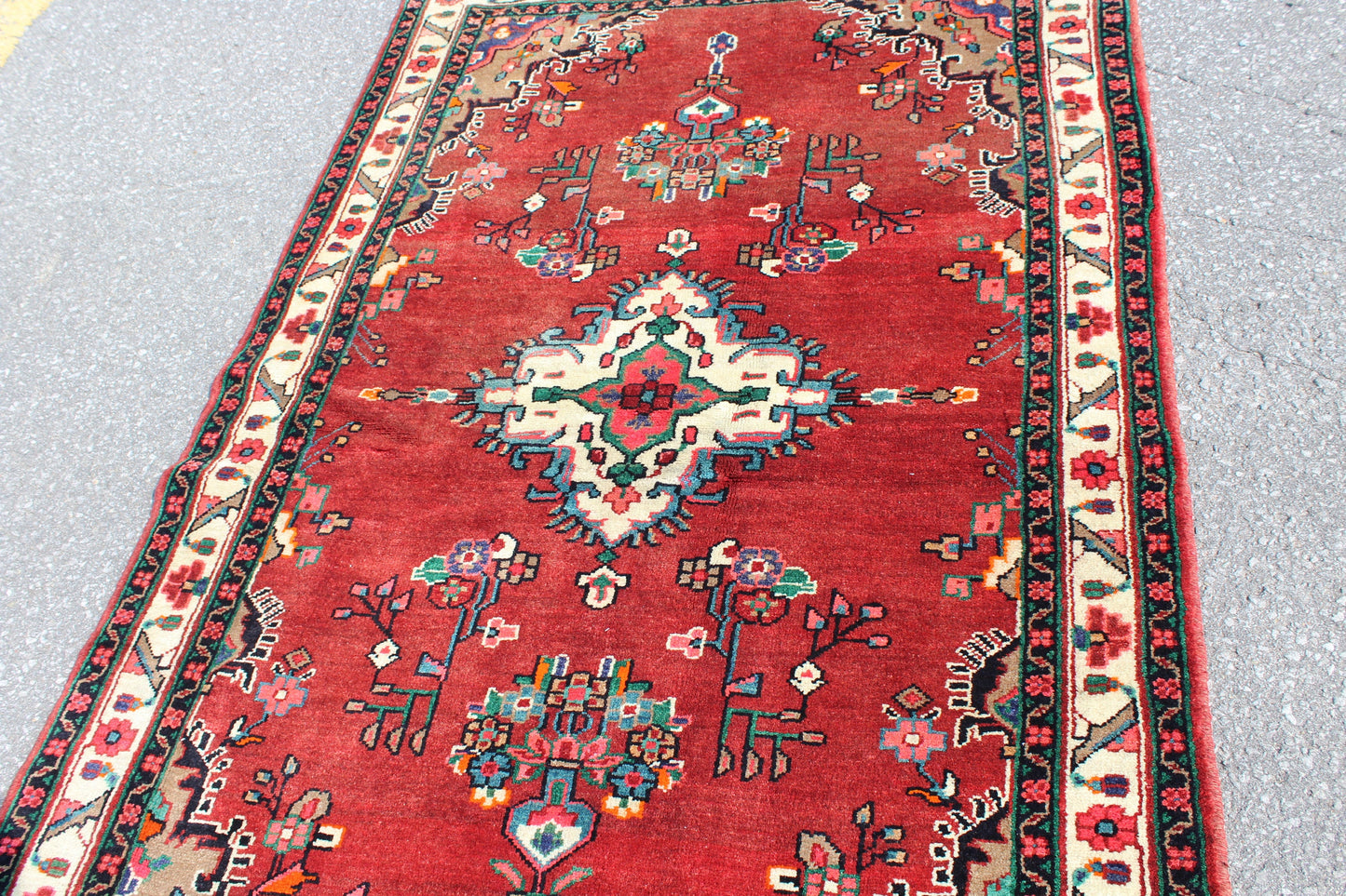Red Beige 4x6 Vintage Rug | Tribal Oriental Persian Rug | Kazak Bohemian Rug | Handmade Rug