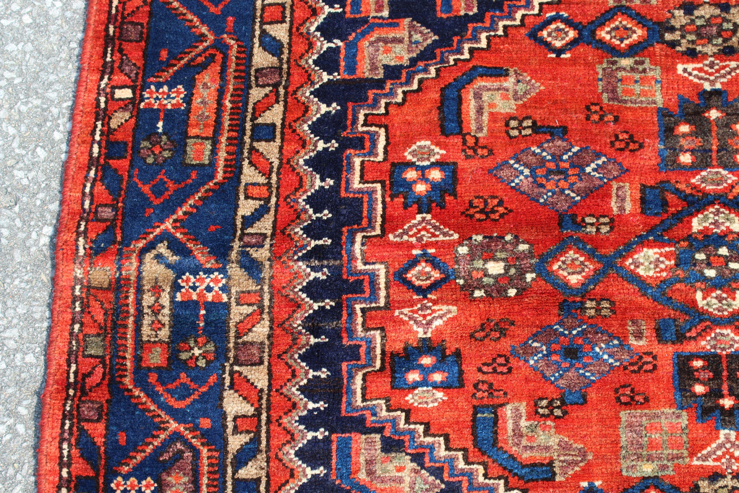 Red Blue 4x7 Vintage Rug | Tribal Oriental Persian Rug | Kazak Bohemian Rug | Handmade Rug