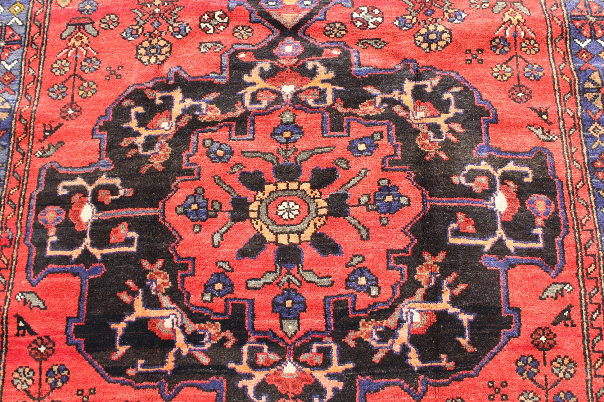 Red Black 5x8 Vintage One of a Kind Rug