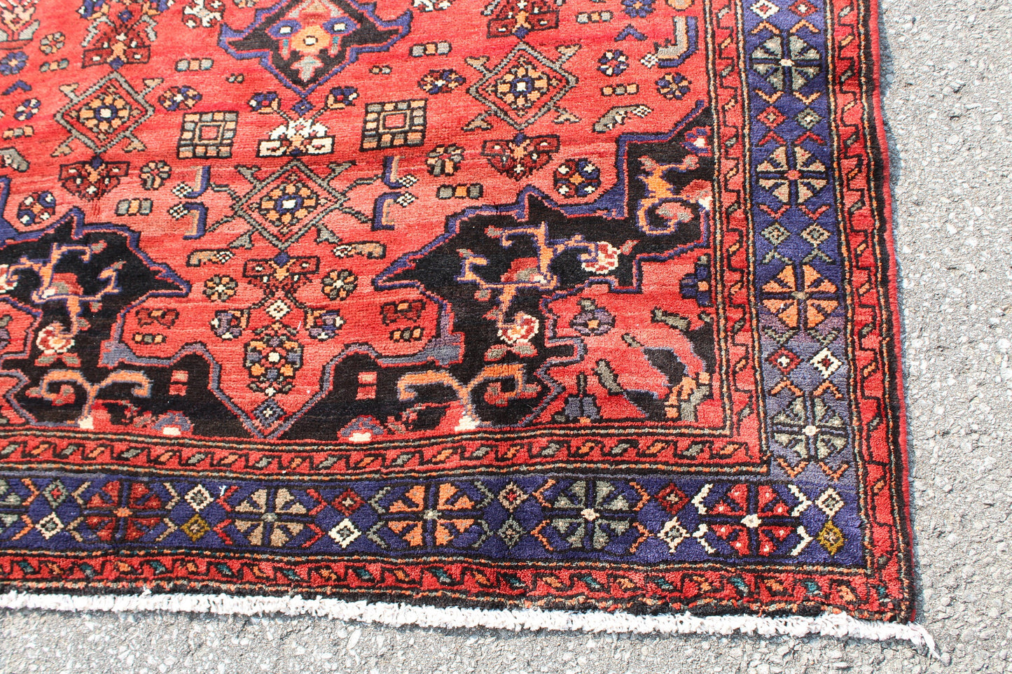 Red Black 5x8 Vintage One of a Kind Rug