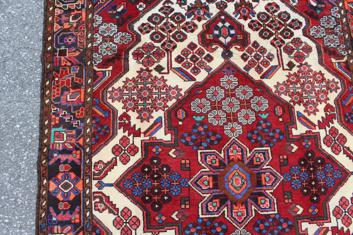 Red Beige 4x7 Vintage Hand Knotted Rug