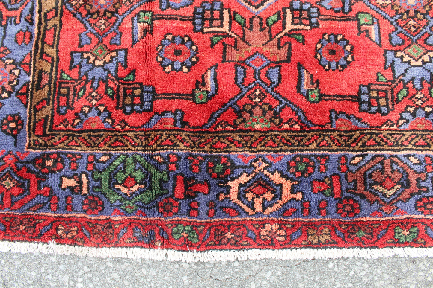 Red Blue 5x8 Vintage One of a Kind Rug