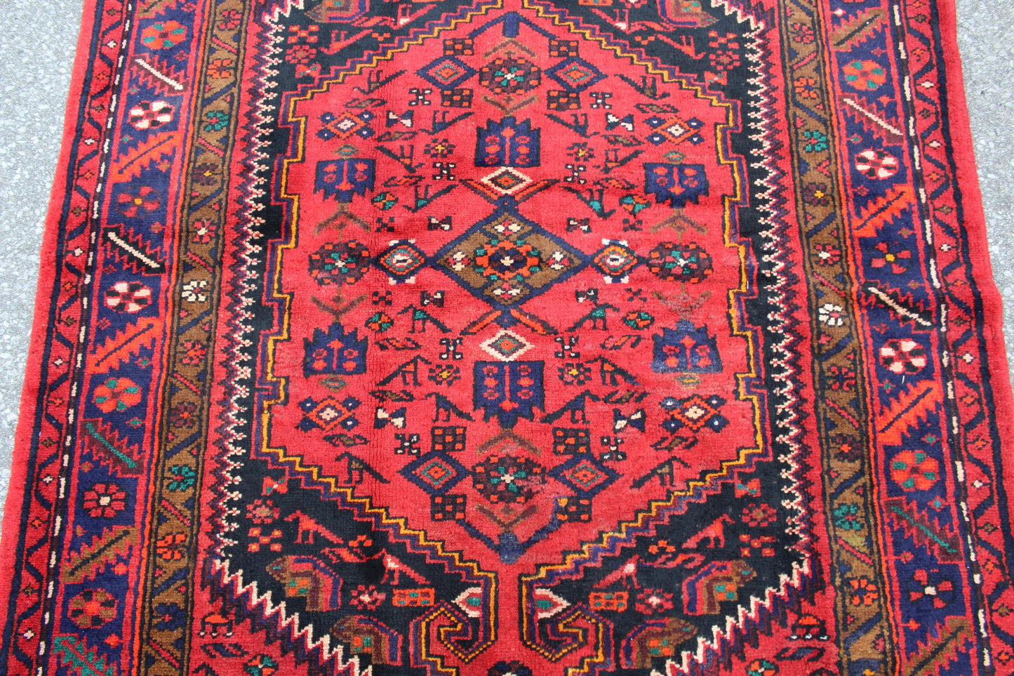 Red Blue 5x7 Vintage Tribal Handmade Rug
