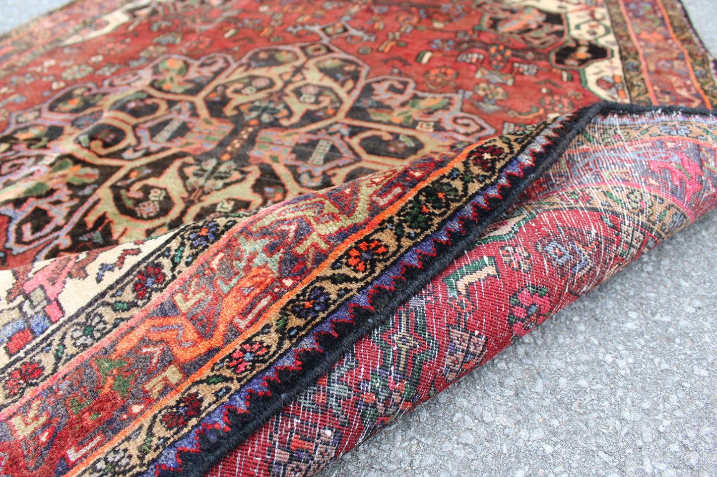 Red White 4x6 Vintage Tribal One of a Kind Rug