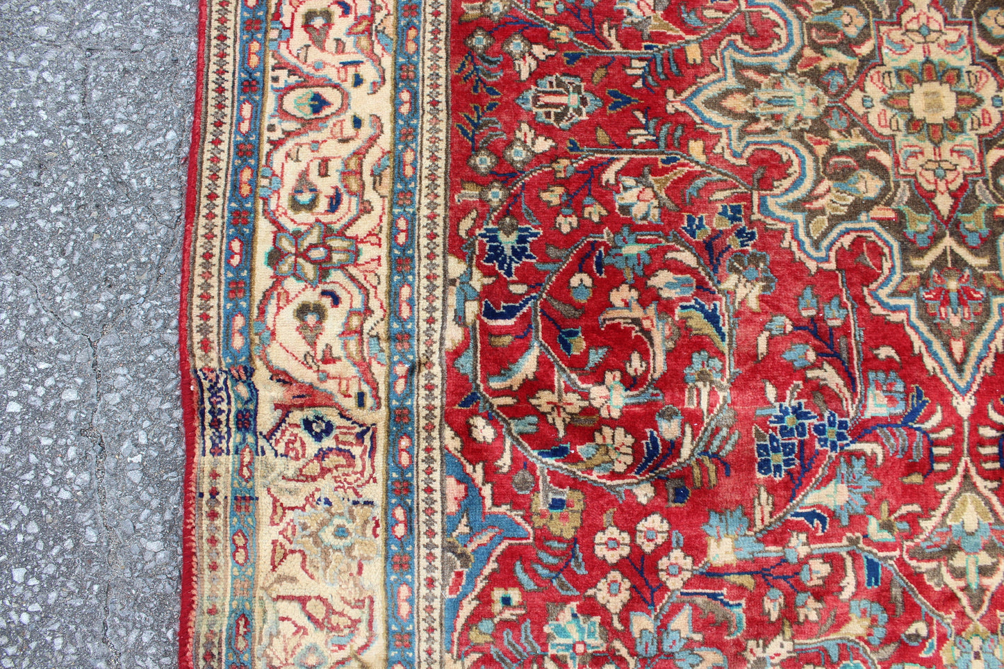 Red Blue 4x7 Vintage Wool Area Rug