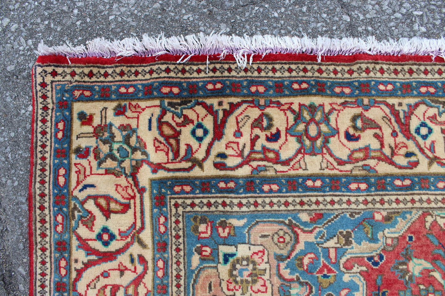 Red Blue 4x7 Vintage Wool Area Rug