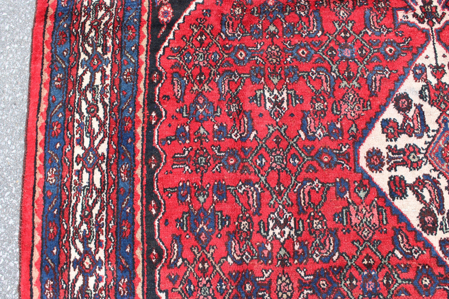 Bright Red Persian Style 7x10 Rug | Vintage Handmade