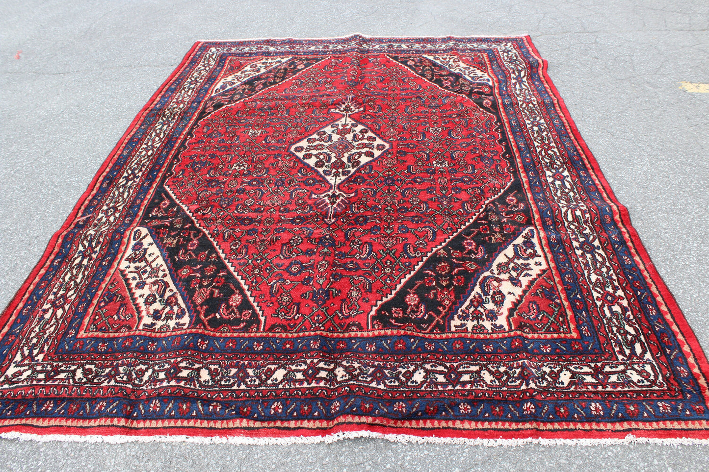 Bright Red Persian Style 7x10 Rug | Vintage Handmade