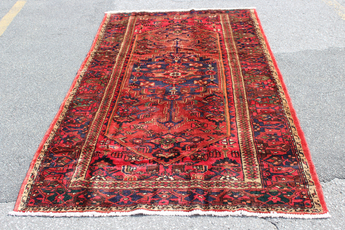 Pink Blue 4x8 Vintage Rug | Tribal Oriental Persian Rug | Kazak Bohemian Rug | Handmade Rug