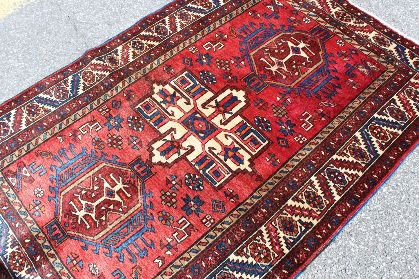 Rose Gold Blue 4x6 Vintage Rug | Tribal Oriental Persian Rug | Kazak Bohemian Rug | Handmade Rug