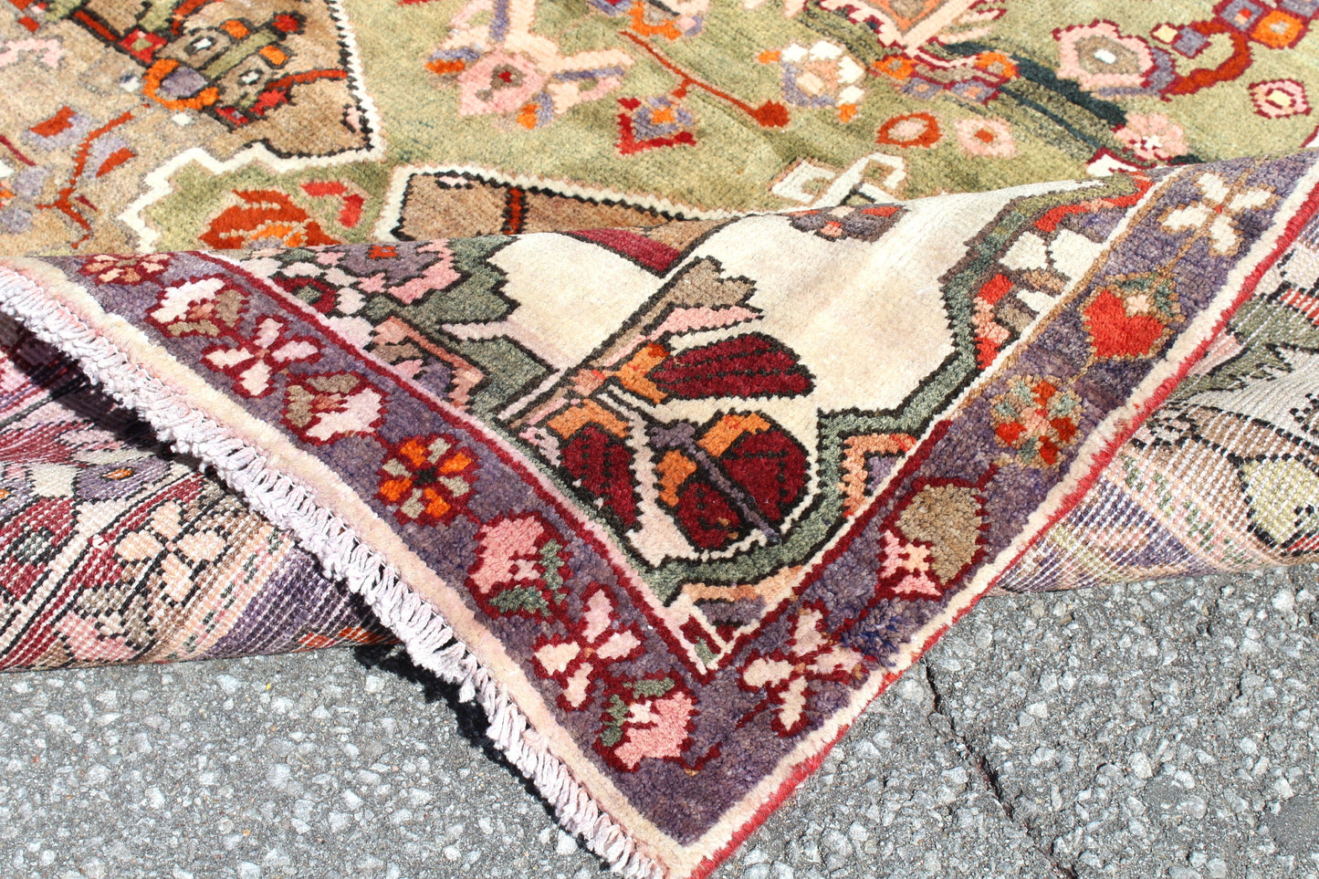 Pink Blue 5x7  Vintage Rug | Tribal Oriental Persian Rug | Kazak Bohemian Rug | Handmade Rug