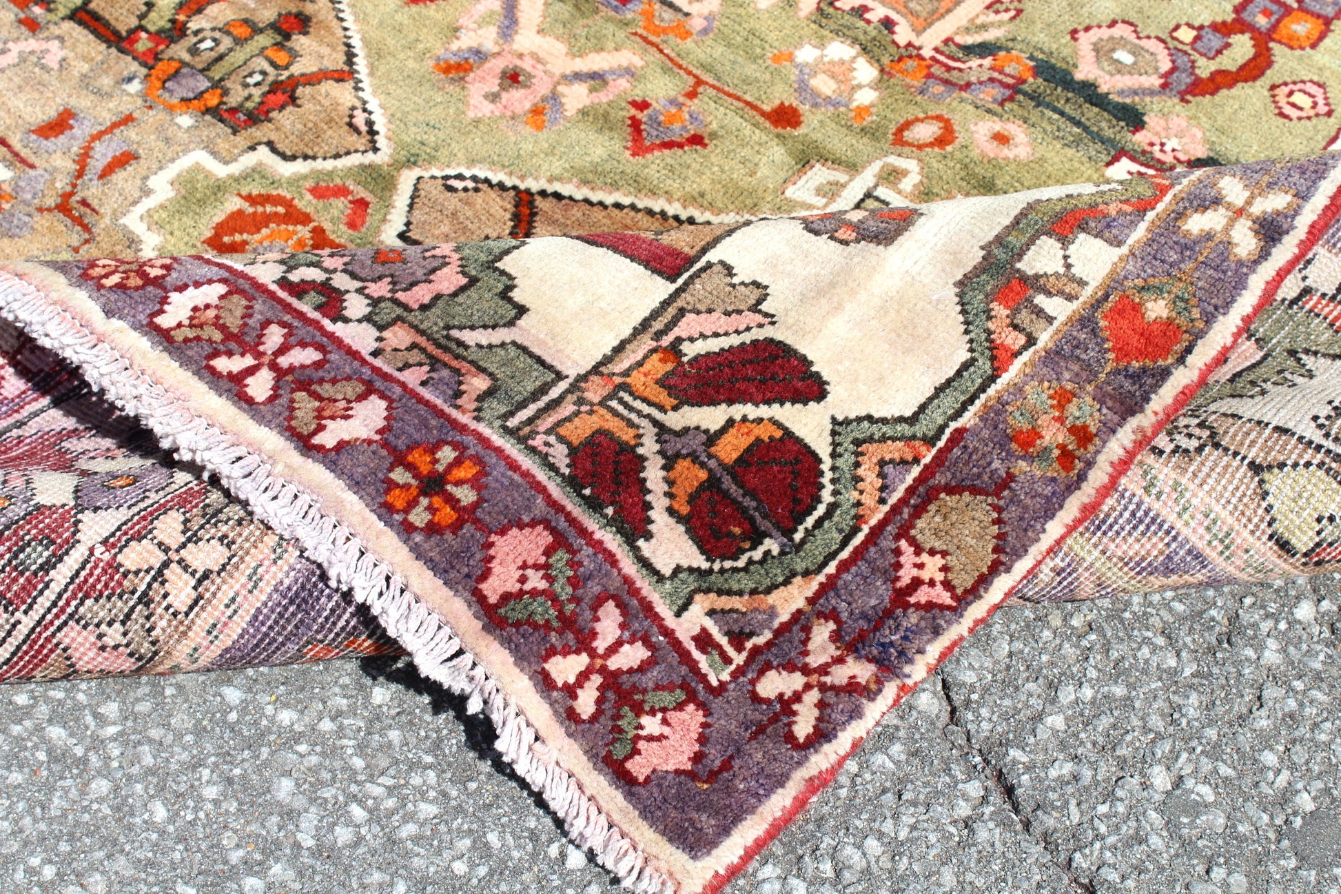 Pink Blue 5x7  Vintage Rug | Tribal Oriental Persian Rug | Kazak Bohemian Rug | Handmade Rug