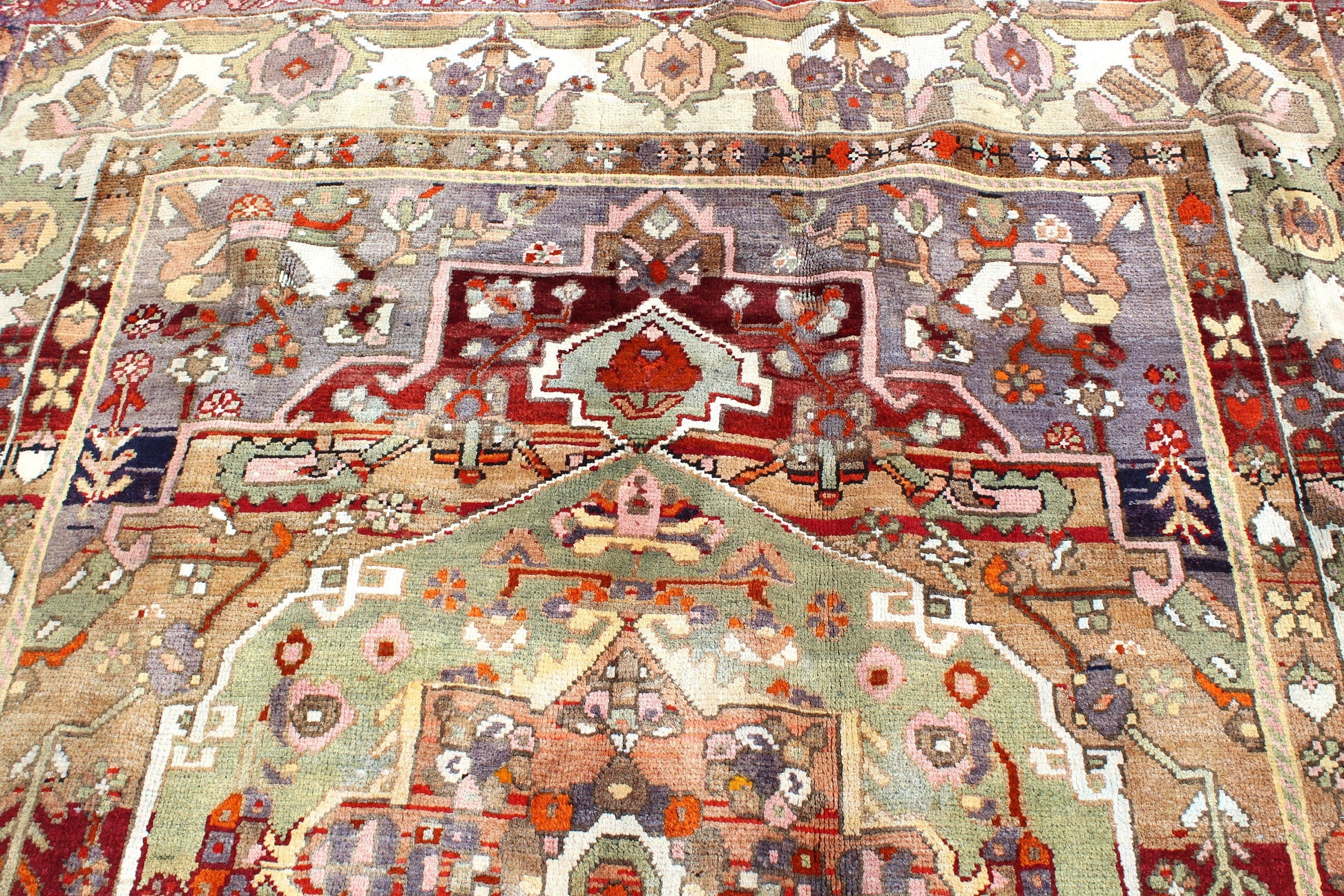 Pink Blue 5x7  Vintage Rug | Tribal Oriental Persian Rug | Kazak Bohemian Rug | Handmade Rug