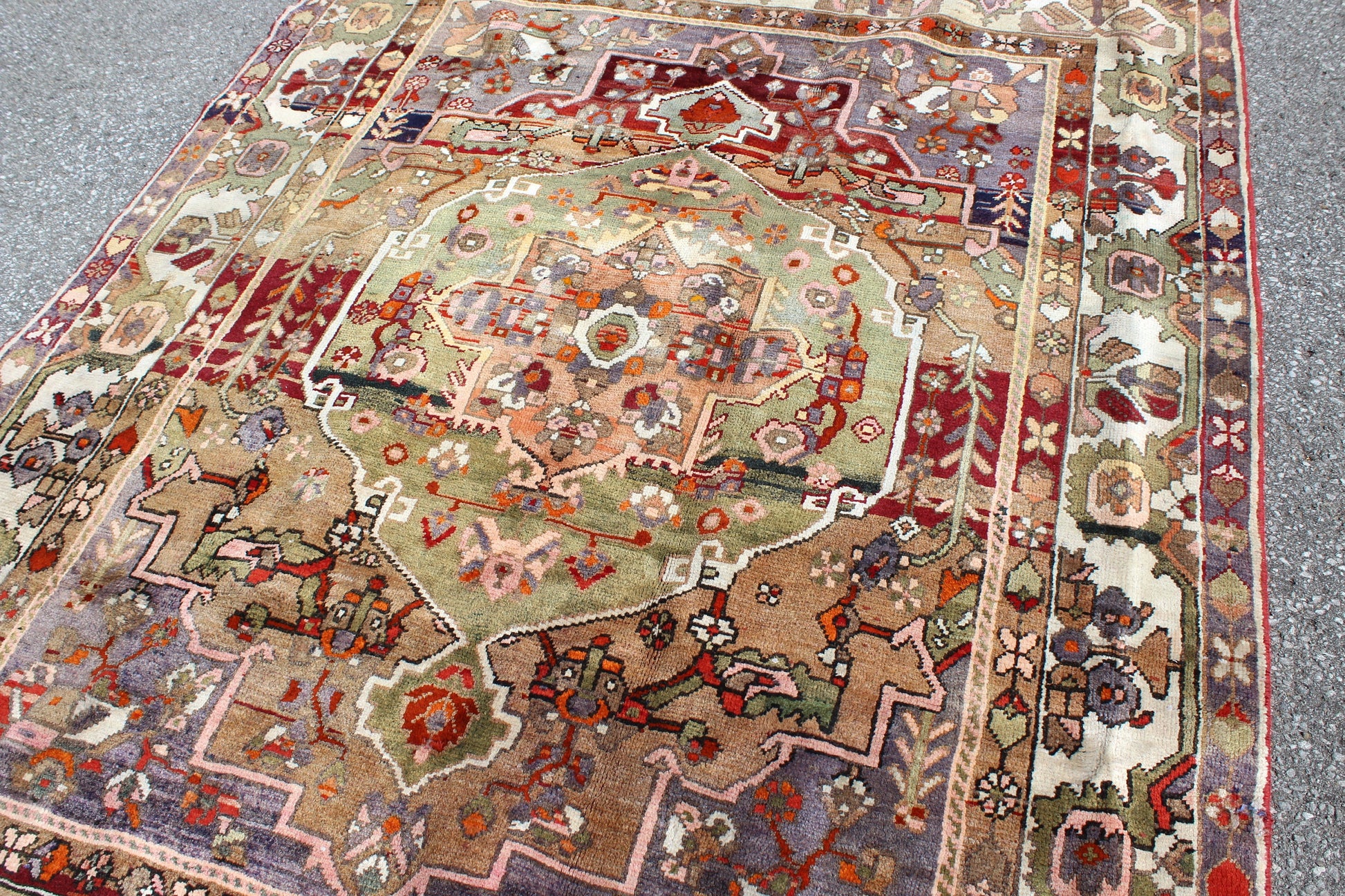 Pink Blue 5x7  Vintage Rug | Tribal Oriental Persian Rug | Kazak Bohemian Rug | Handmade Rug