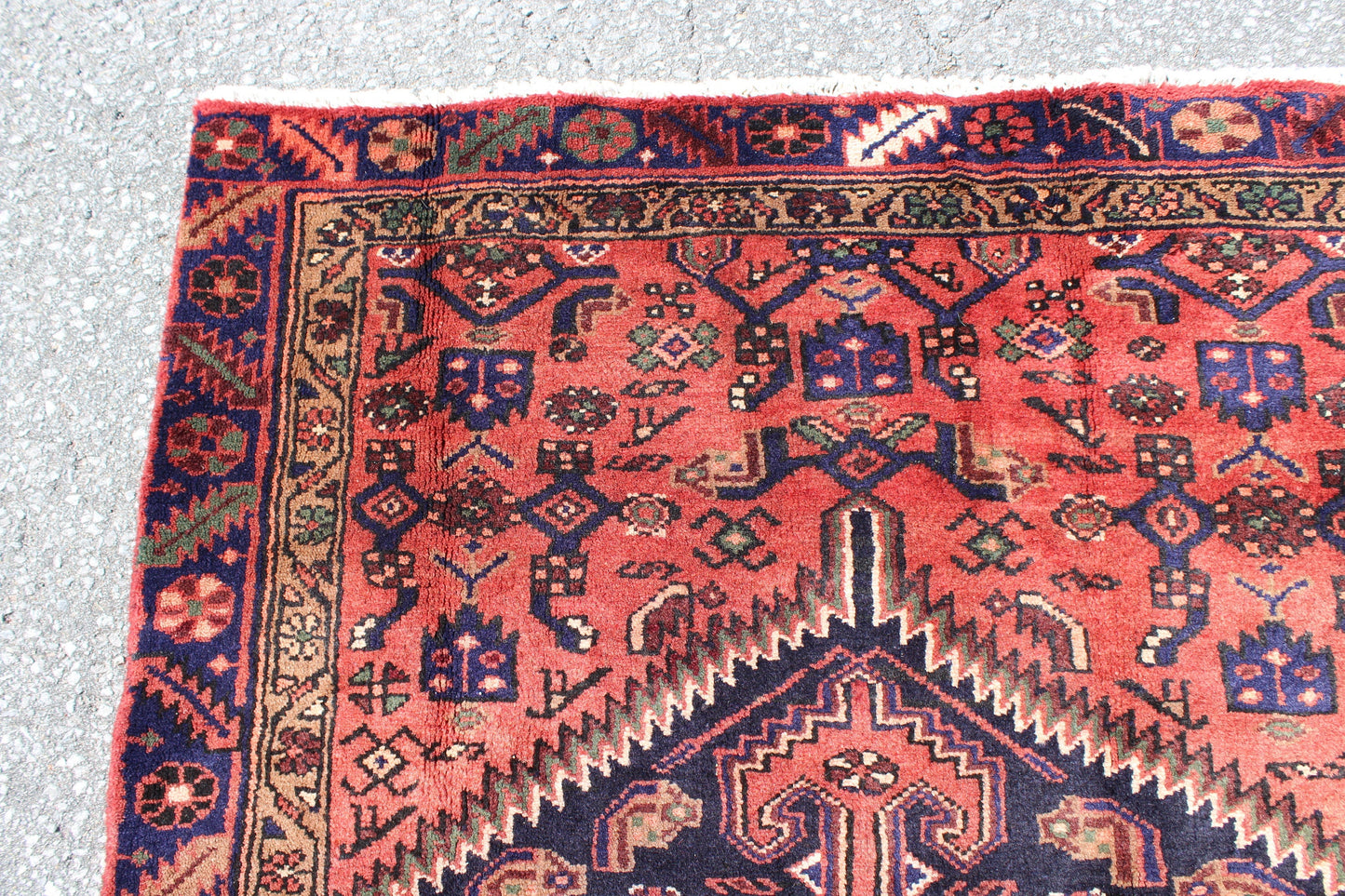Red Blue 4x6 Vintage Rug | Tribal Oriental Persian Rug | Kazak Bohemian Rug | Handmade Rug