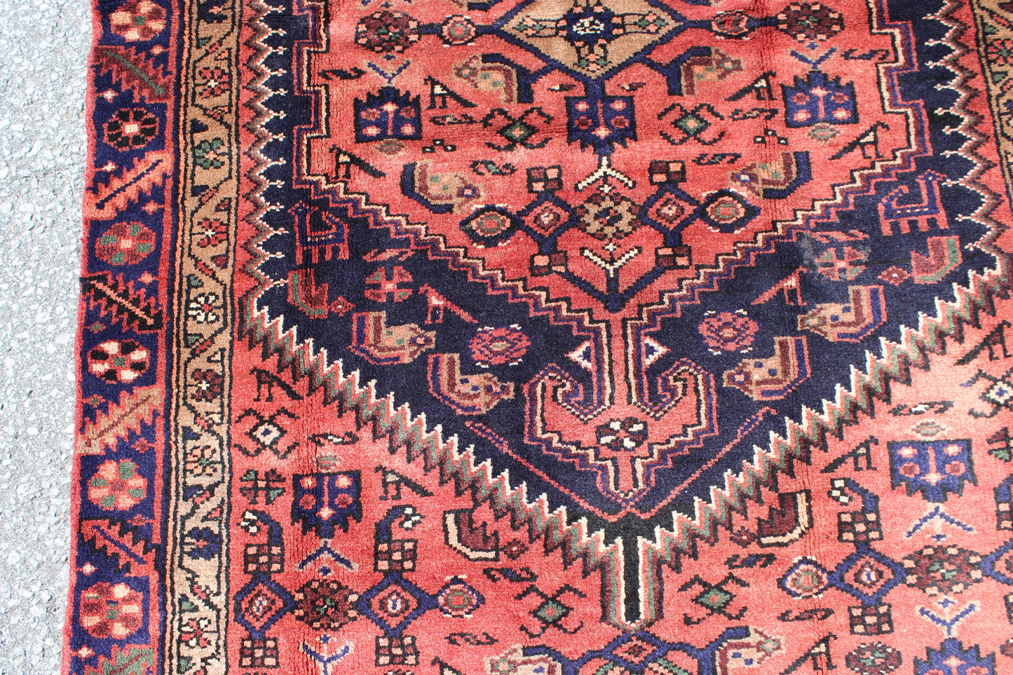Red Blue 4x6 Vintage Rug | Tribal Oriental Persian Rug | Kazak Bohemian Rug | Handmade Rug