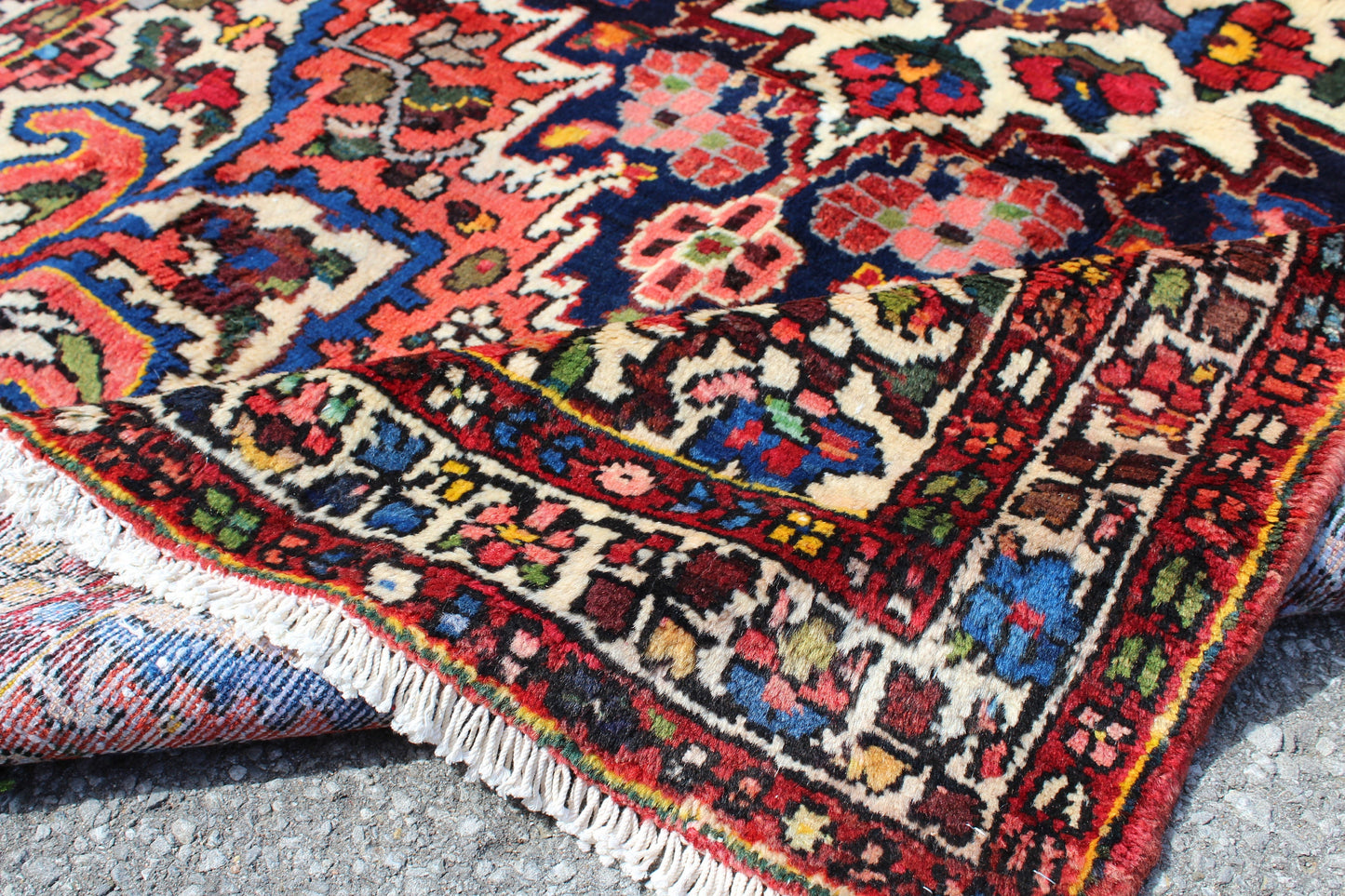 Pink Blue 4x6 Vintage Rug | Tribal Oriental Persian Rug | Kazak Bohemian Rug | Handmade Rug