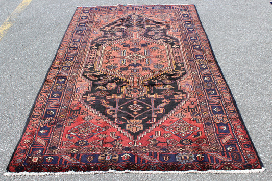 Blue Pink 5x8  Vintage Rug | Tribal Oriental Persian Rug | Kazak Bohemian Rug | Handmade Rug