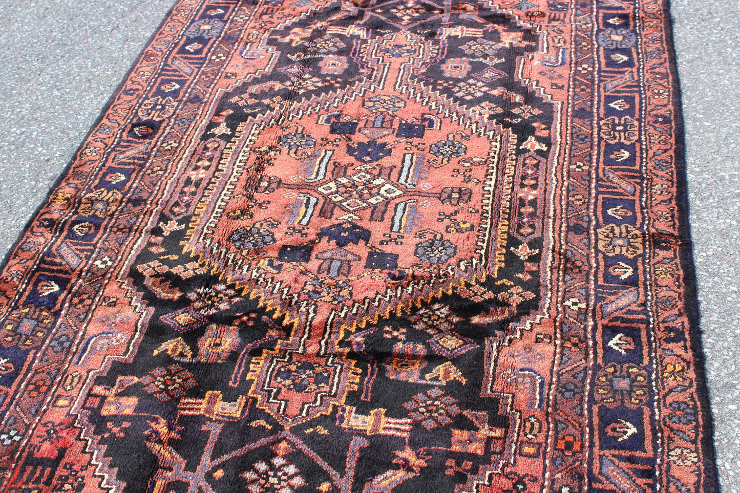 Blue Pink 5x8 Vintage Rug | Tribal Oriental Persian Rug | Kazak Bohemian Rug | Handmade Rug