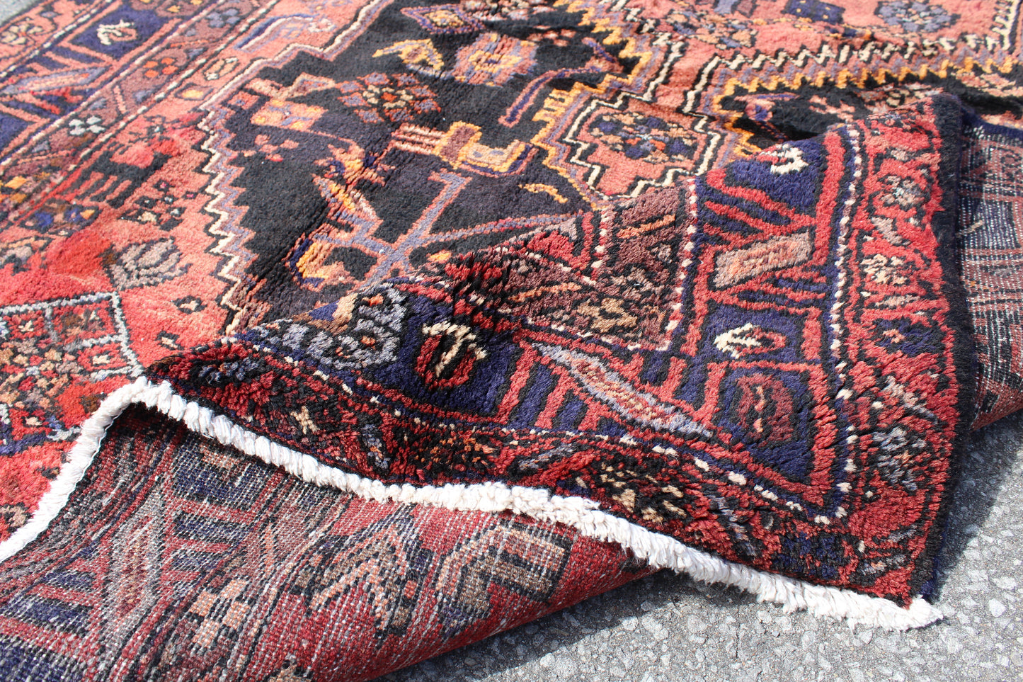 Blue Pink 5x8 Vintage Rug | Tribal Oriental Persian Rug | Kazak Bohemian Rug | Handmade Rug