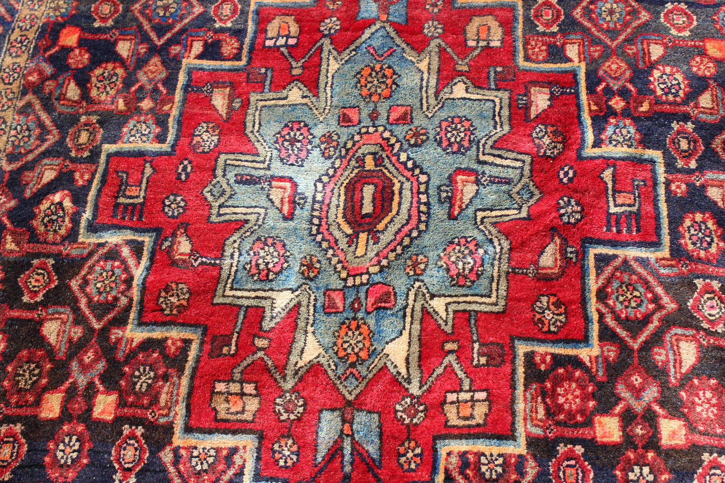 Red 4x6 Vintage Rug | Tribal Oriental Persian Rug | Kazak Bohemian Rug | Handmade Rug