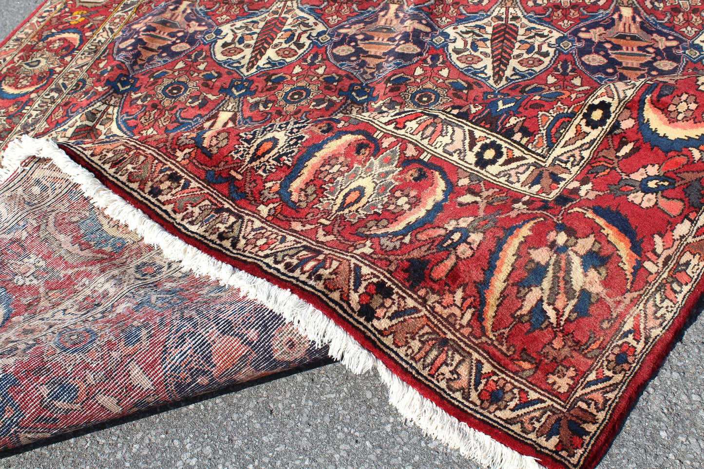 Red Blue 7x11 Vintage Rug | Tribal Oriental Persian Rug | Kazak Bohemian Rug | Handmade Rug