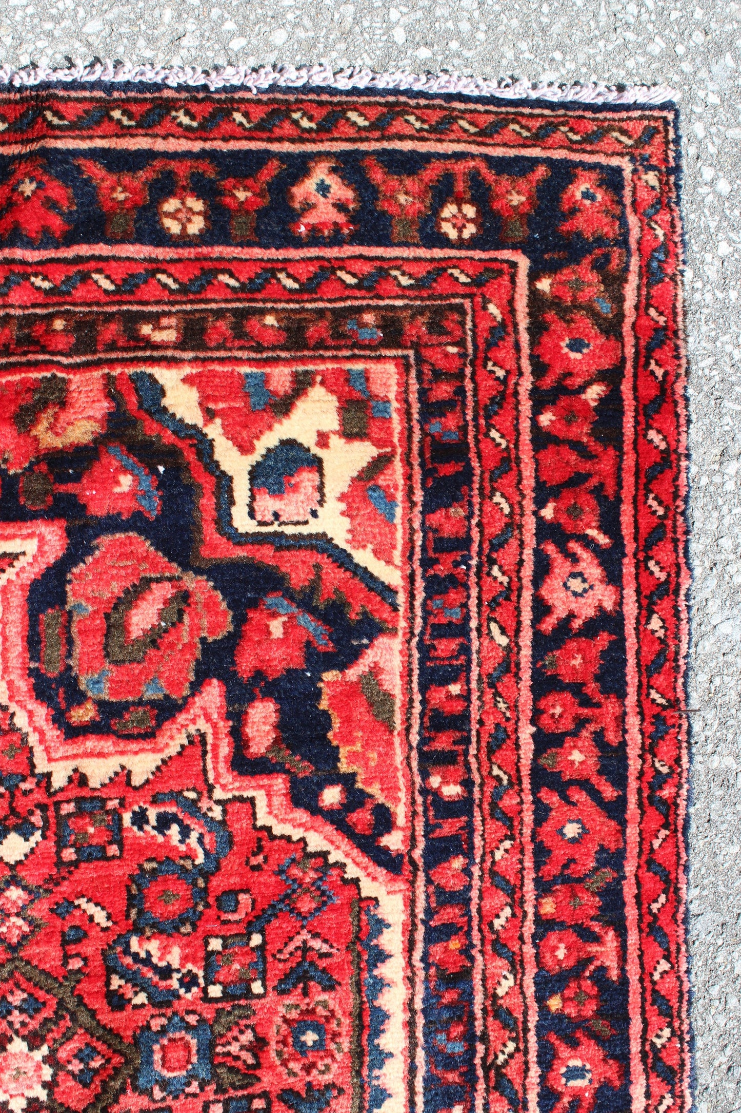 Orange Blue 5x7 Vintage Rug | Tribal Oriental Persian Rug | Kazak Bohemian Rug | Handmade Rug | One of a Kind Rug