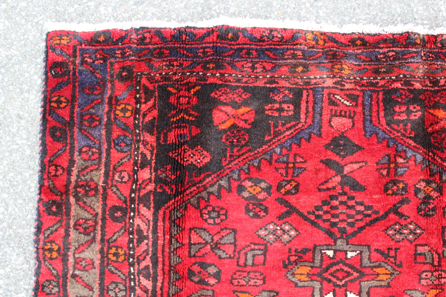 Red Blue 4x7 Vintage Rug | Tribal Oriental Persian Rug | Kazak Bohemian Rug | Handmade Rug